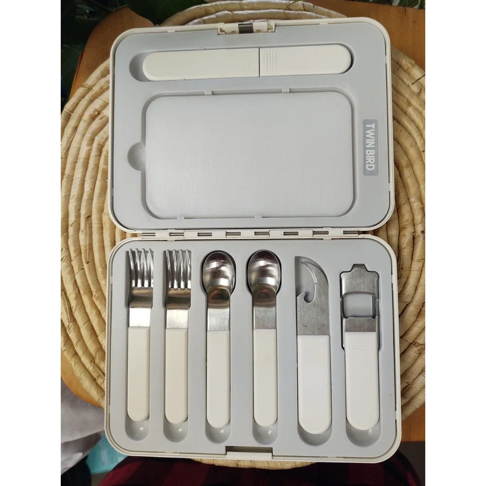 VTG Twin Bird Japanese Cutlery Set Picnic Travel Flatware Stainless Steel Japan